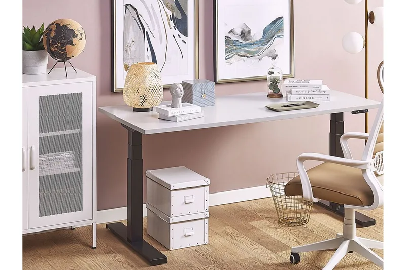 Belluton Skrivbord 130 cm Elektriskt Justerbart - Grå/Svart - Möbler - Bord & matgrupper - Kontorsbord - Skrivbord - Höj och sänkbart skrivbord