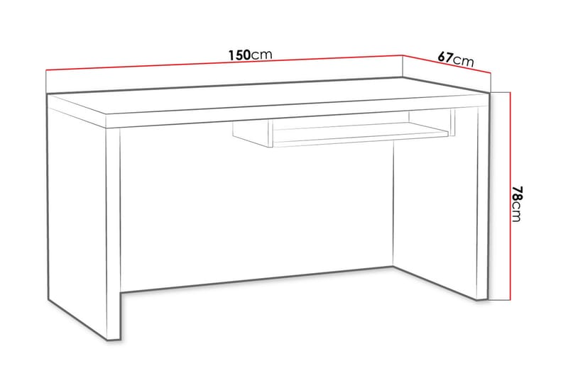 Benavila Skrivbord 150 cm - Vit - Skrivbord