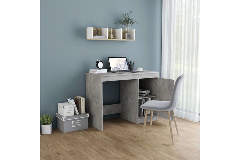 Skrivbord betonggrå 100x50x76 cm spånskiva - Grå - Skrivbord
