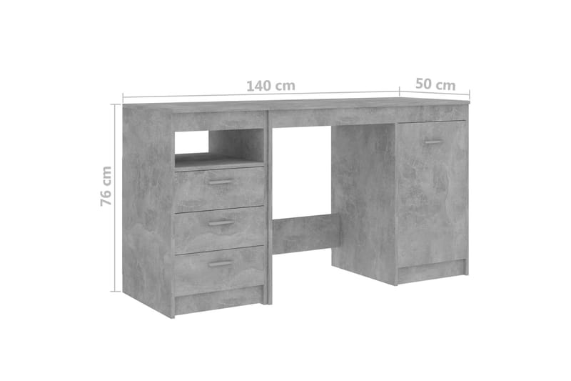 Skrivbord betonggrå 140x50x76 cm spånskiva - Grå - Skrivbord