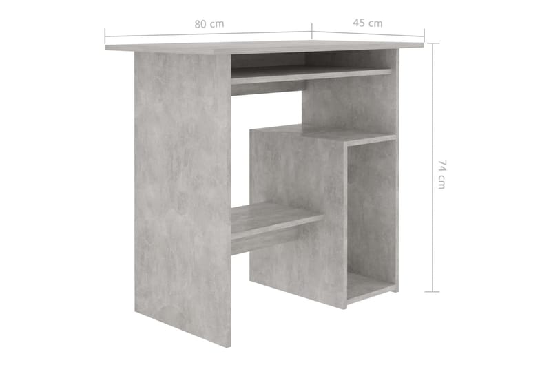 Skrivbord betonggrå 80x45x74 cm spånskiva - Grå - Skrivbord