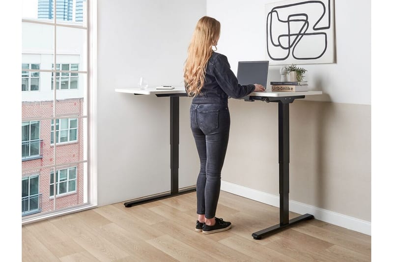 Bina L-format Skrivbord 109x160 cm i Målat Trä - Svart|Vit - Möbler - Bord & matgrupper - Kontorsbord - Skrivbord - Höj och sänkbart skrivbord