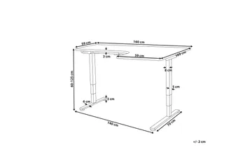 Bina Skrivbord 109x160 cm i Trä med Metallstativ - Svart|Vit - Möbler - Bord & matgrupper - Kontorsbord - Skrivbord - Höj och sänkbart skrivbord