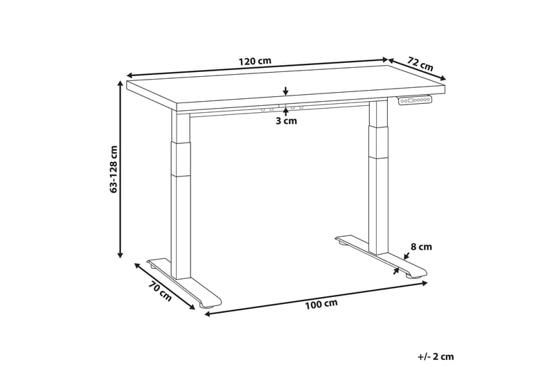 Bina Skrivbord 72x120 cm i Målat Trä - Svart|Vit - Möbler - Bord & matgrupper - Kontorsbord - Skrivbord - Höj och sänkbart skrivbord