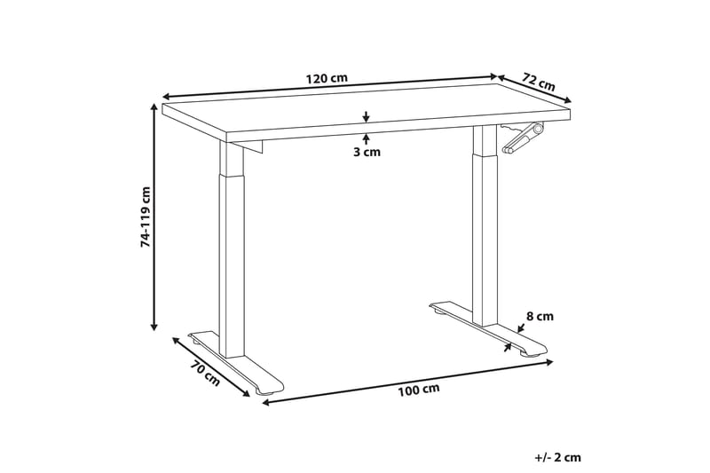 Bina Skrivbord 72x120 cm i Målat Trä - Svart|Vit - Möbler - Bord & matgrupper - Kontorsbord - Skrivbord - Höj och sänkbart skrivbord