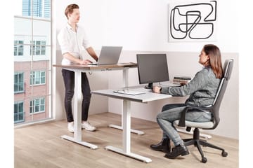 Bina Skrivbord 72x120 cm i Trä med Metallstativ - Grå|Vit - Möbler - Bord & matgrupper - Kontorsbord - Skrivbord - Höj och sänkbart skrivbord