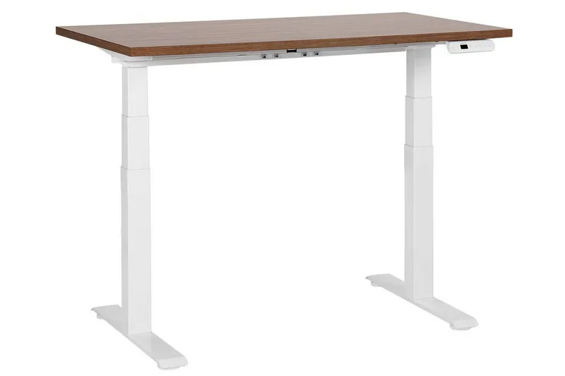 Bina Skrivbord 72x120 cm i Trä med Metallstativ, Mörkt trä|Vit