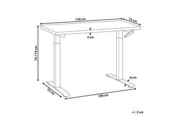Bina Skrivbord 72x120 cm i Trä med Stålstativ - Brun|Vit - Möbler - Bord & matgrupper - Kontorsbord - Skrivbord - Höj och sänkbart skrivbord