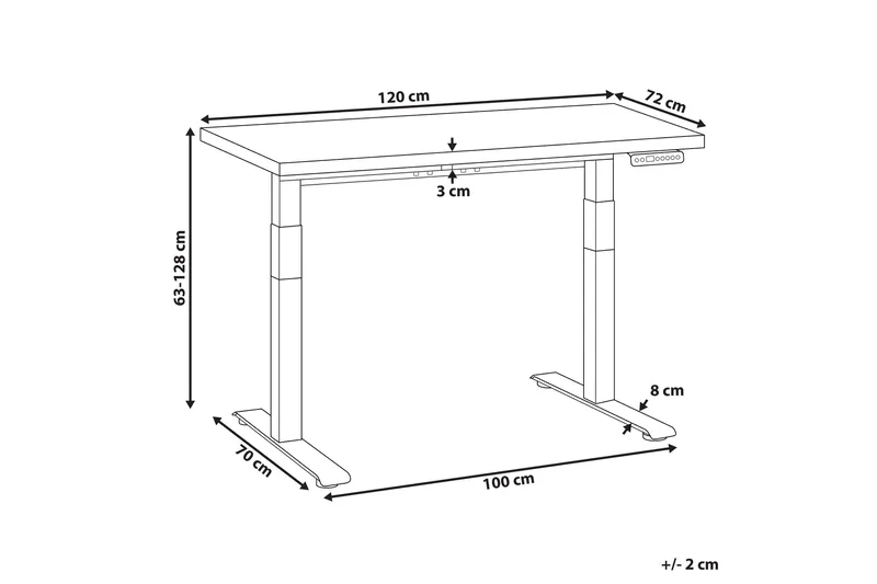 Bina Skrivbord 72x120 cm - Mörkt trä/Vit - Möbler - Bord & matgrupper - Kontorsbord - Skrivbord - Höj och sänkbart skrivbord
