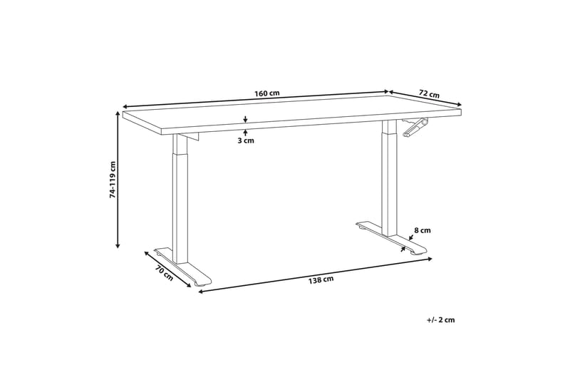 Bina Skrivbord 72x160 cm i Trä med Metallstativ - Brun|Svart - Möbler - Bord & matgrupper - Kontorsbord - Skrivbord - Höj och sänkbart skrivbord