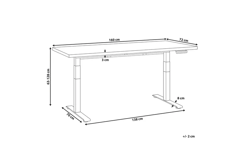 Bina Skrivbord 72x160 cm - Svart/Vit - Möbler - Bord & matgrupper - Kontorsbord - Skrivbord - Höj och sänkbart skrivbord