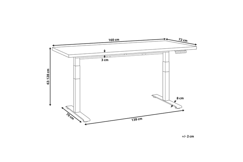 Bina Skrivbord 72x160 cm - Vit/Svart - Möbler - Bord & matgrupper - Kontorsbord - Skrivbord - Höj och sänkbart skrivbord