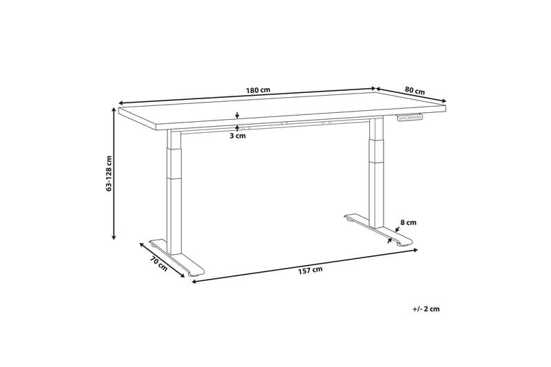 Bina Skrivbord 80x180 cm - Mörkt trä/Svart - Möbler - Bord & matgrupper - Kontorsbord - Skrivbord - Höj och sänkbart skrivbord