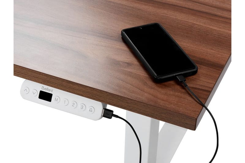 Bina Skrivbord 80x180 cm - Mörkt trä/Vit - Möbler - Bord & matgrupper - Kontorsbord - Skrivbord - Höj och sänkbart skrivbord