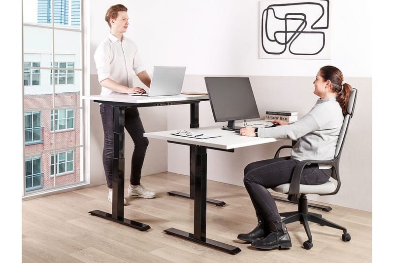 Bina Skrivbord 80x180 cm - Vit/Svart - Möbler - Bord & matgrupper - Kontorsbord - Skrivbord - Höj och sänkbart skrivbord