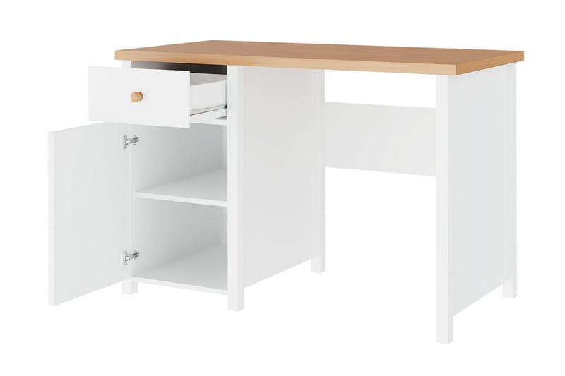Bioley Skrivbord 110 cm med Förvaring Låda + Skåp - Beige/Vit - Möbler - Bord & matgrupper - Kontorsbord - Skrivbord