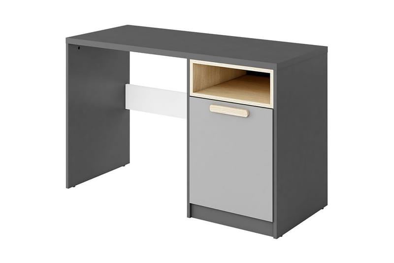 Bioley Skrivbord 120 cm med Förvaring Skåp + Hylla - Svart/Vit/Grå - Skrivbord