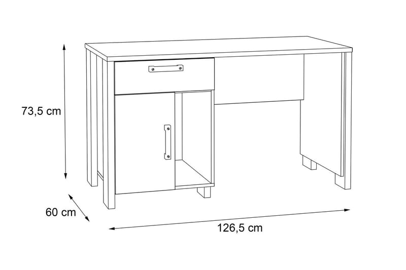 Cadle Skrivbord 127 cm med Förvaring Låda + Skåp - Brun/Grå - Skrivbord