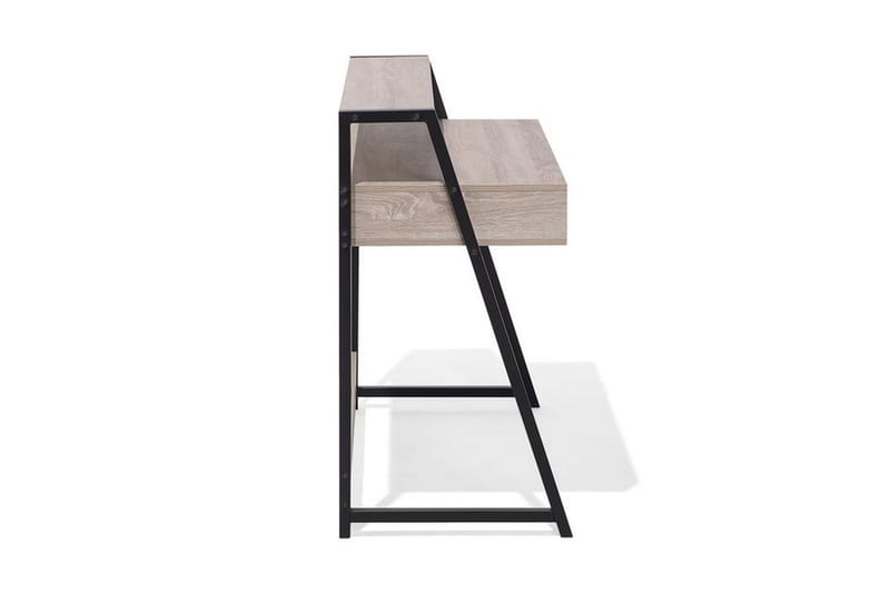 Calceta Skrivbord 100 cm med Förvaring Låda + Hylla - Ljusbrun/Vit/Svart - Möbler - Bord & matgrupper - Kontorsbord - Skrivbord