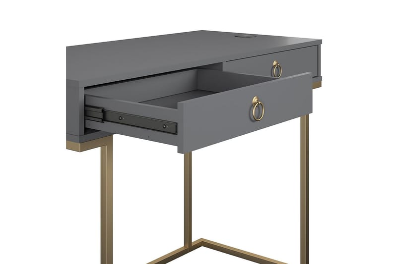 Camila Skrivbord 106 cm med Förvaring 2 Lådor Grafitgrå/Mäss - CosmoLiving - Möbler - Bord & matgrupper - Kontorsbord - Skrivbord