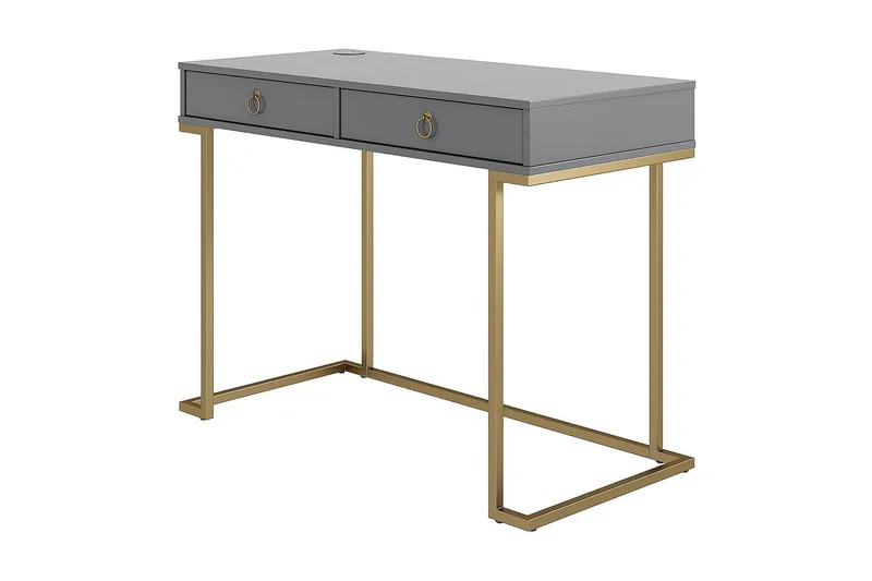 Camila Skrivbord 106 cm med Förvaring 2 Lådor Grafitgrå/Mäss - CosmoLiving - Möbler - Bord & matgrupper - Kontorsbord - Skrivbord