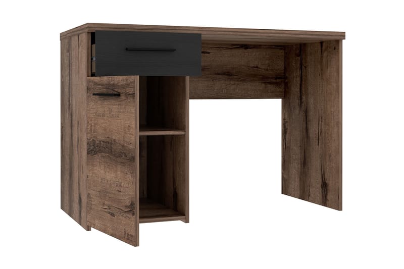 Cannop Skrivbord 110 cm med Förvaring Låda + Skåp - Brun/Svart - Skrivbord