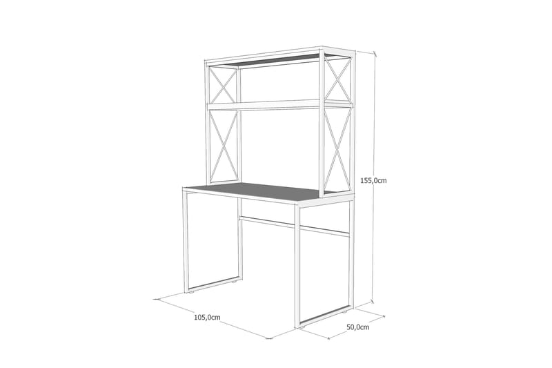 Caplette Skrivbord 105 cm med Förvaring Hyllor - Svart/Trä/Natur - Skrivbord