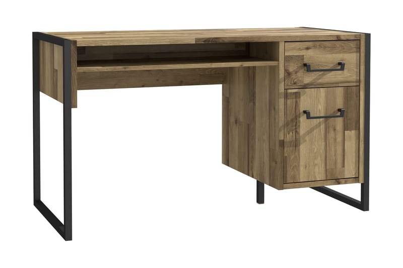 Carnais Skrivbord 129 cm med Förvaring Låda + Skåp - Brun/Svart - Skrivbord