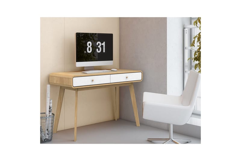 Skrivbord Cassie Ek/Vit - Ek/Vit - Möbler - Bord & matgrupper - Kontorsbord - Skrivbord