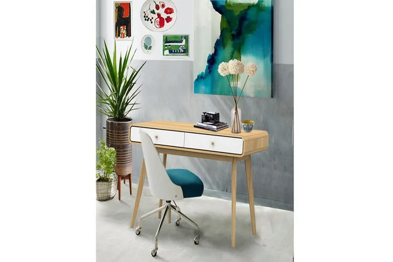Skrivbord Cassie Ek/Vit - Ek/Vit - Möbler - Bord & matgrupper - Kontorsbord - Skrivbord