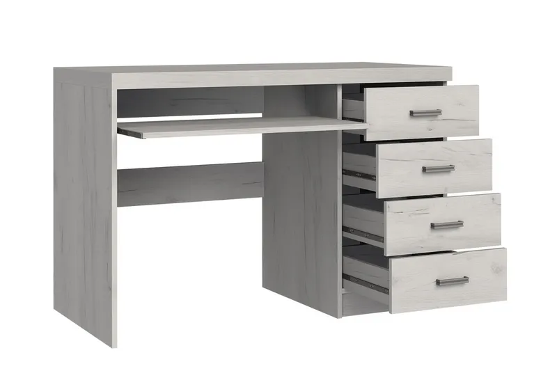 Castillia Skrivbord 120 cm med Förvaring 4 Lådor + Hylla - Ljus Ask - Möbler - Bord & matgrupper - Kontorsbord - Skrivbord