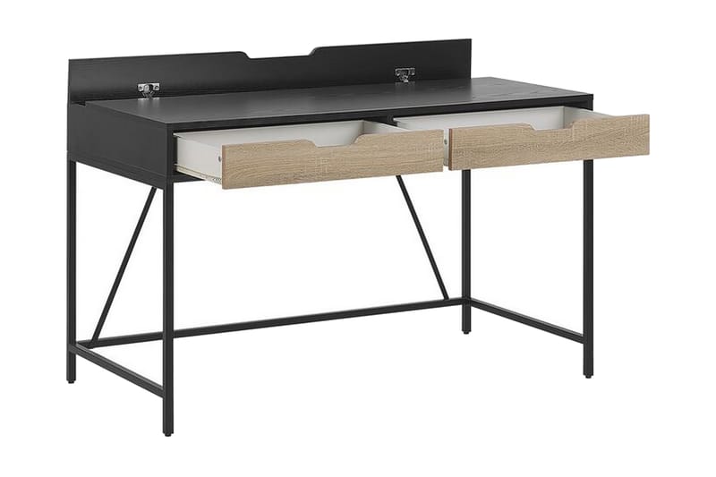 Cebolleros Skrivbord 120 cm med Förvaring 2 Lådor - Svart/Ljust Trä - Möbler - Bord & matgrupper - Kontorsbord - Skrivbord