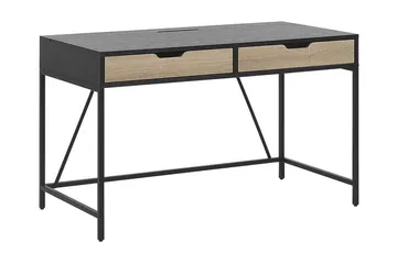 Cebolleros Skrivbord 120 cm med Förvaring 2 Lådor - Svart/Ljust Trä - Möbler - Bord & matgrupper - Kontorsbord - Skrivbord