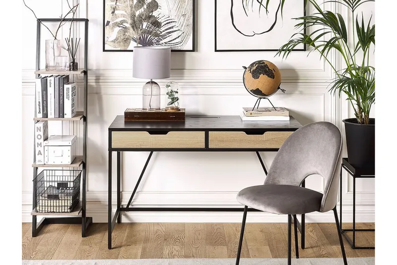 Cebolleros Skrivbord 120 cm med Förvaring 2 Lådor - Svart/Ljust Trä - Möbler - Bord & matgrupper - Kontorsbord - Skrivbord