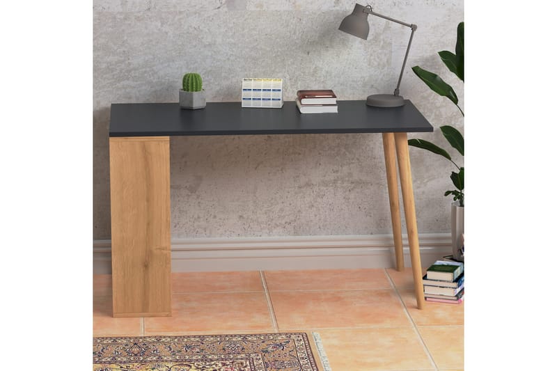 Cenanwesh Skrivbord 120x72,8x120 cm med förvaring - Grå/Brun - Skrivbord