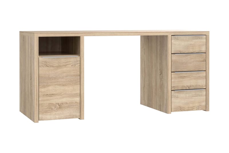 Chesko Skrivbord 160 cm med Förvaring Skåp + 4 Lådor + Hylla - Brun - Skrivbord