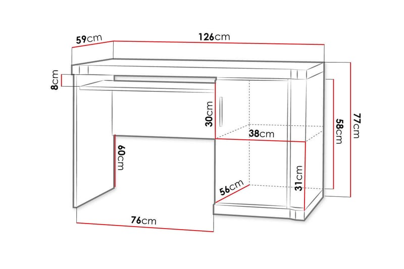 Chezum Skrivbord 126 cm med Förvaring Skåp - Tryffel/Grå - Möbler - Bord & matgrupper - Kontorsbord - Skrivbord