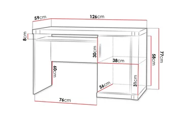 Chezum Skrivbord 126 cm med Förvaring Skåp - Tryffel/Grå - Möbler - Bord & matgrupper - Kontorsbord - Skrivbord