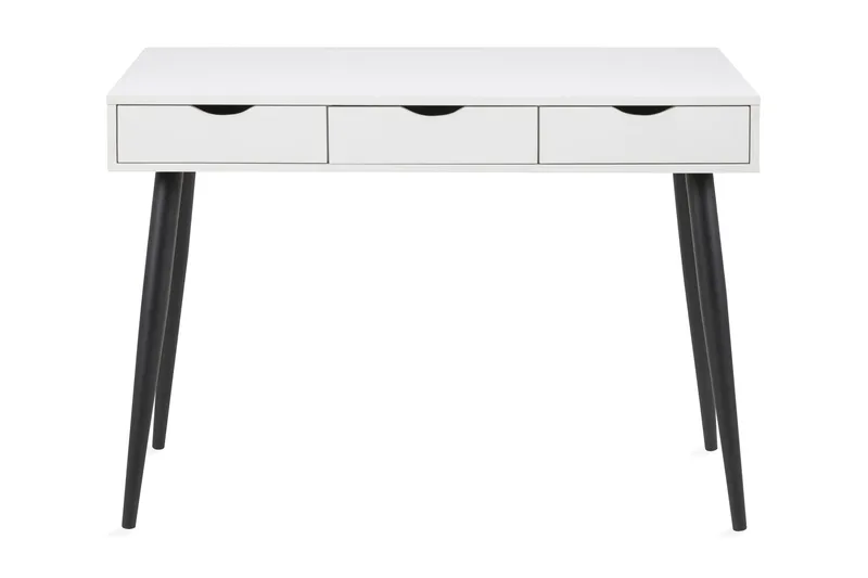 Citysea Skrivbord 110 cm med Förvaring 3 Lådor, Vit/Svart