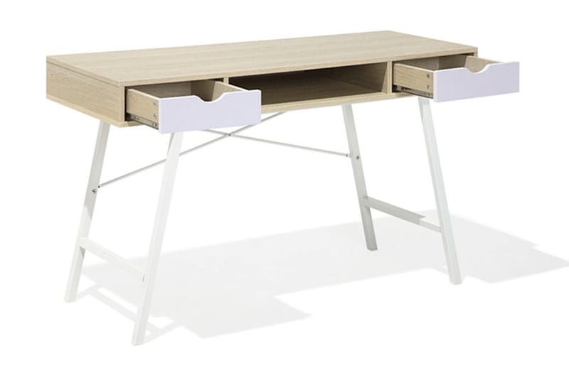 Clarita Skrivbord 120 cm med Förvaring Hylla + 2 Lådor - Trä/Natur - Möbler - Bord & matgrupper - Kontorsbord - Skrivbord