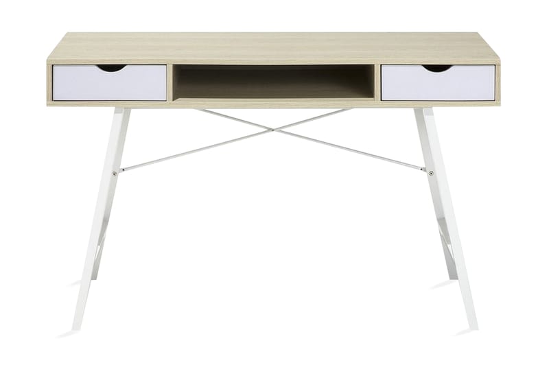 Clarita Skrivbord 120 cm med Förvaring Hylla + 2 Lådor - Trä/Natur - Skrivbord