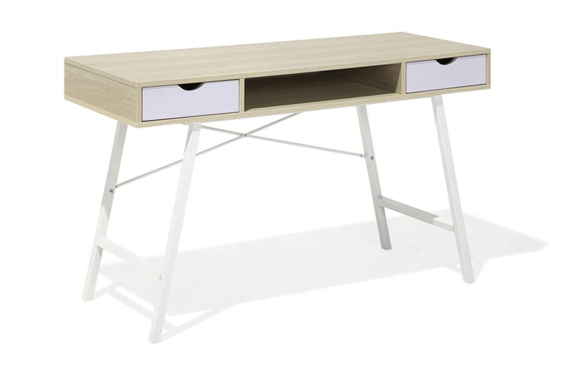Clarita Skrivbord 120 cm med Förvaring Hylla + 2 Lådor - Trä/Natur - Skrivbord
