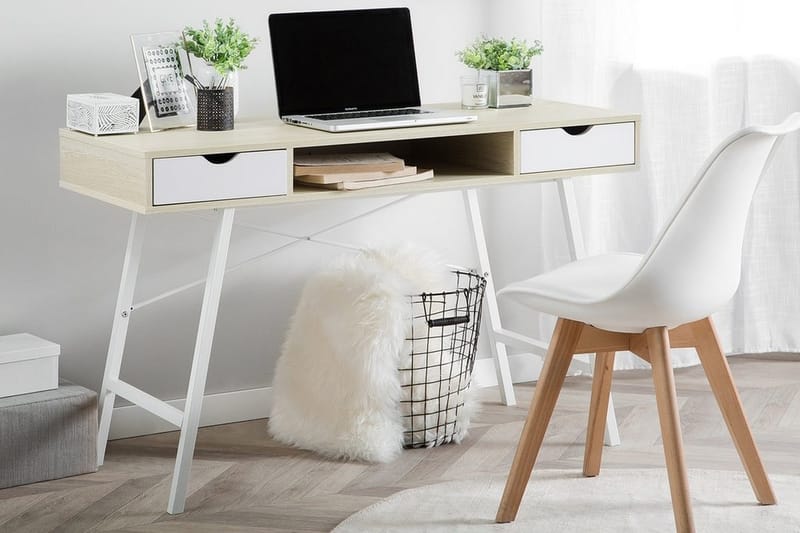 Clarita Skrivbord 120 cm med Förvaring Hylla + 2 Lådor - Trä/Natur - Möbler - Bord & matgrupper - Kontorsbord - Skrivbord