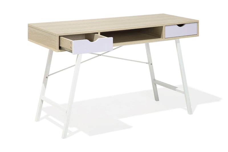 Clarita Skrivbord 120 cm med Förvaring Hylla + 2 Lådor - Trä/Natur - Möbler - Bord & matgrupper - Kontorsbord - Skrivbord