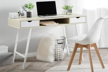 Clarita Skrivbord 120 cm med Förvaring Hylla + 2 Lådor - Trä/Natur - Möbler - Bord & matgrupper - Kontorsbord - Skrivbord
