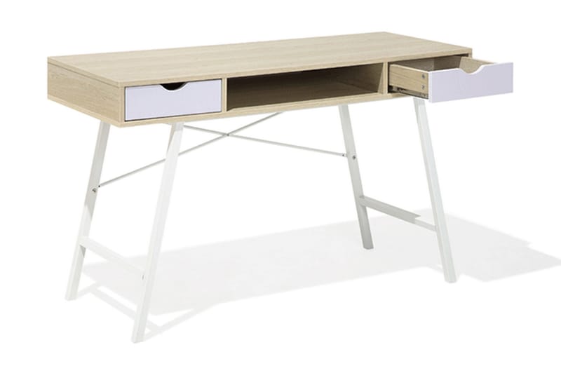 Clarita Skrivbord 120 cm med Förvaring Hylla + 2 Lådor - Trä/Natur - Möbler - Bord & matgrupper - Kontorsbord - Skrivbord