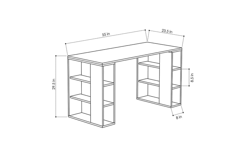 Colmaron Skrivbord 140 cm med Förvaring Hyllor - Vit/Ekfärg - Möbler - Bord & matgrupper - Kontorsbord - Skrivbord