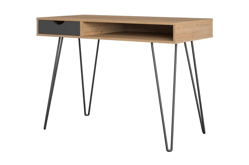 Concord Skrivbord 106 cm med Förvaring Låda Grå/Natur/Svart - Novogratz - Möbler - Bord & matgrupper - Kontorsbord - Skrivbord