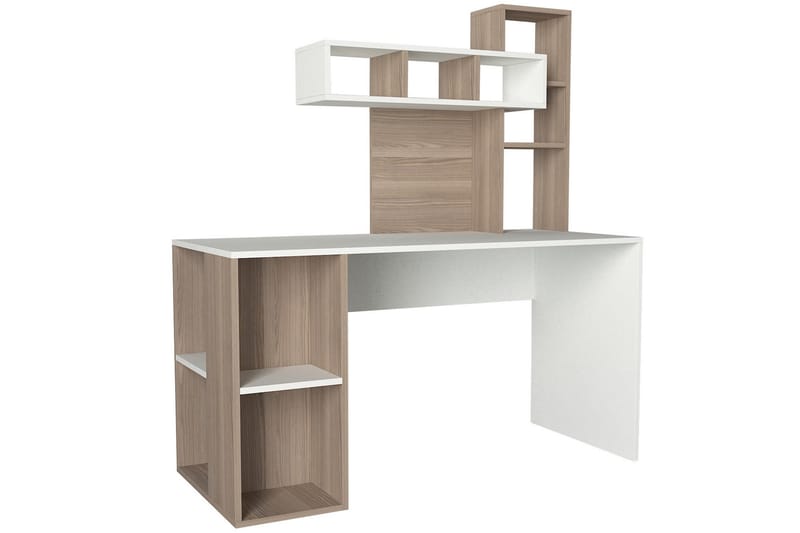 Coralle Skrivbord 140 cm med Förvaring Hyllor - Vit/Natur - Möbler - Bord & matgrupper - Kontorsbord - Skrivbord