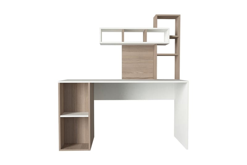 Coralle Skrivbord 140 cm med Förvaring Hyllor - Vit/Natur - Möbler - Bord & matgrupper - Kontorsbord - Skrivbord